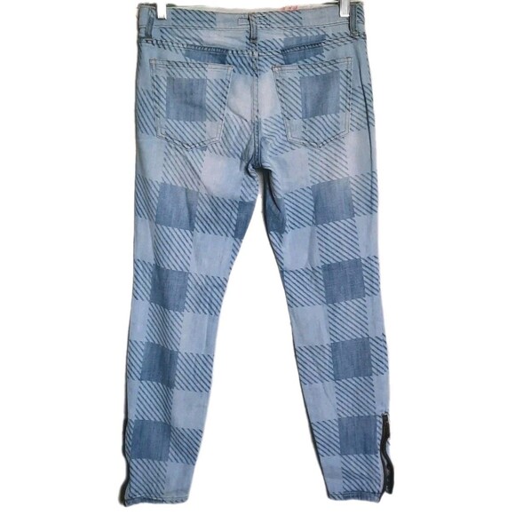 Current/Elliott  Soho Zip Stiletto Skinny Plaid Lightweight Jeans Size 27 / 4 US - Picture 6 of 9